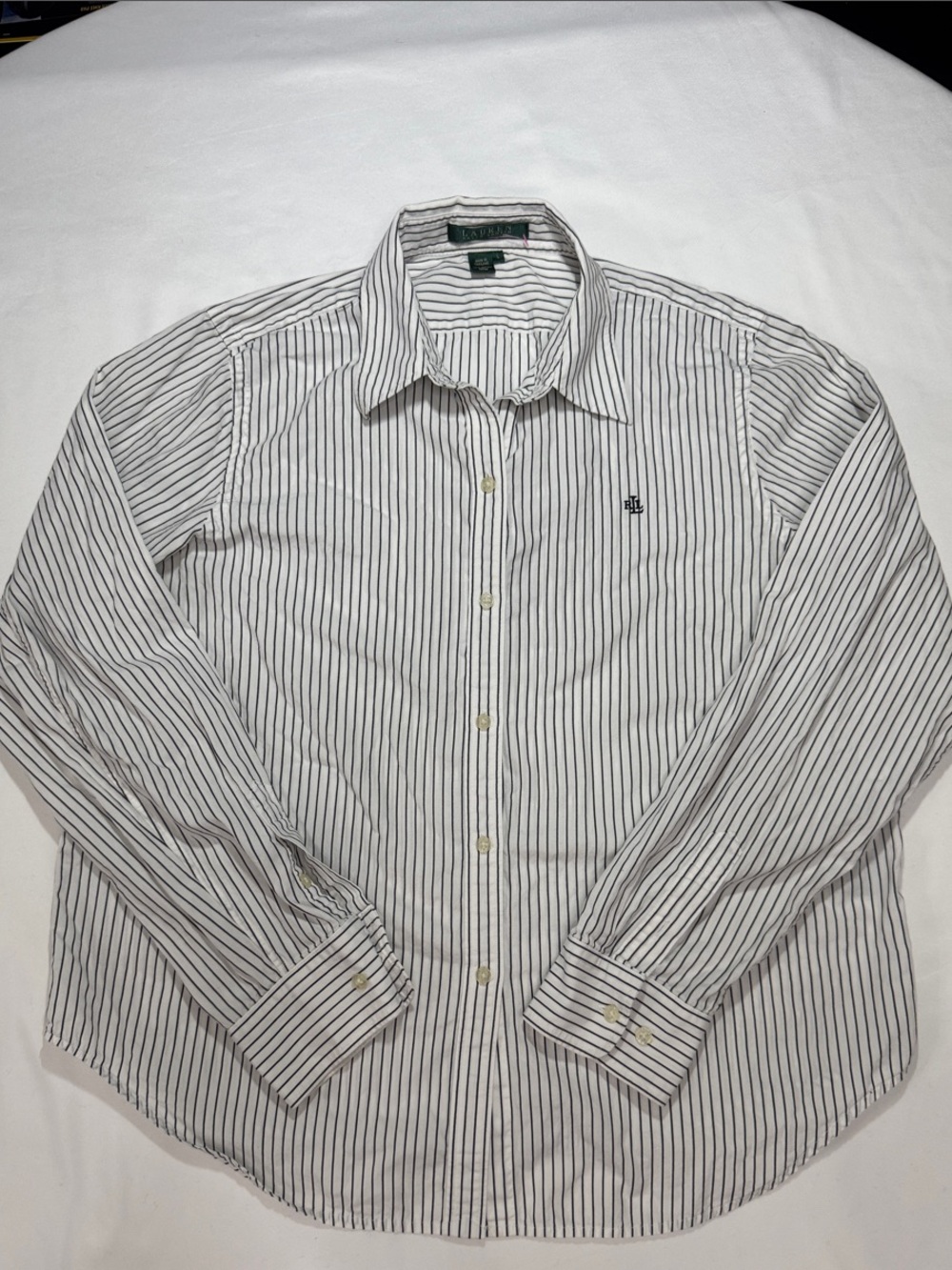Lauren Ralph Lauren Shirt Large 100% Cotton Black/White